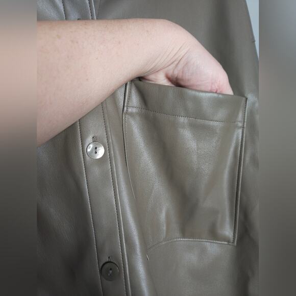 Abercrombie faux leather shacket button down jacket - Picture 2 of 9